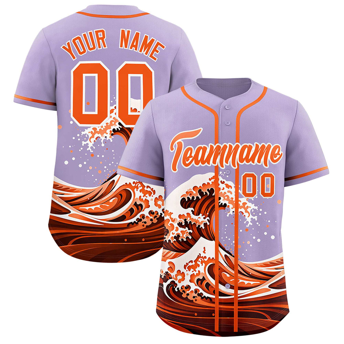 Custom Light Purple Wave Graffiti Pattern Authentic Baseball Jersey| KXKSHOP