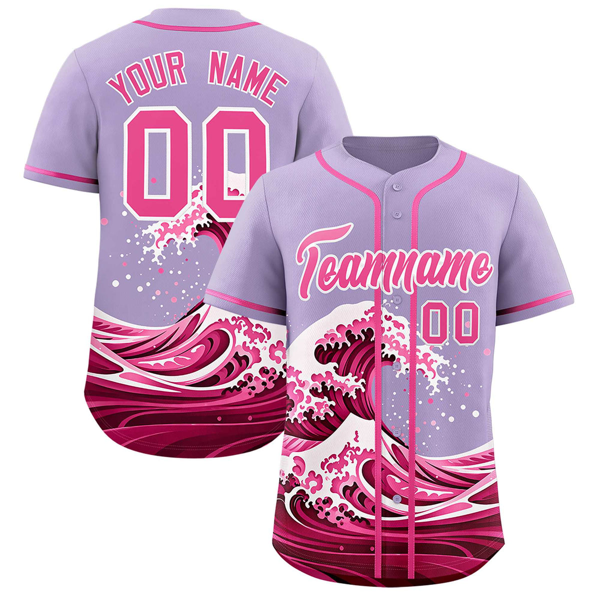 Custom Light Purple Wave Graffiti Pattern Authentic Baseball Jersey| KXKSHOP