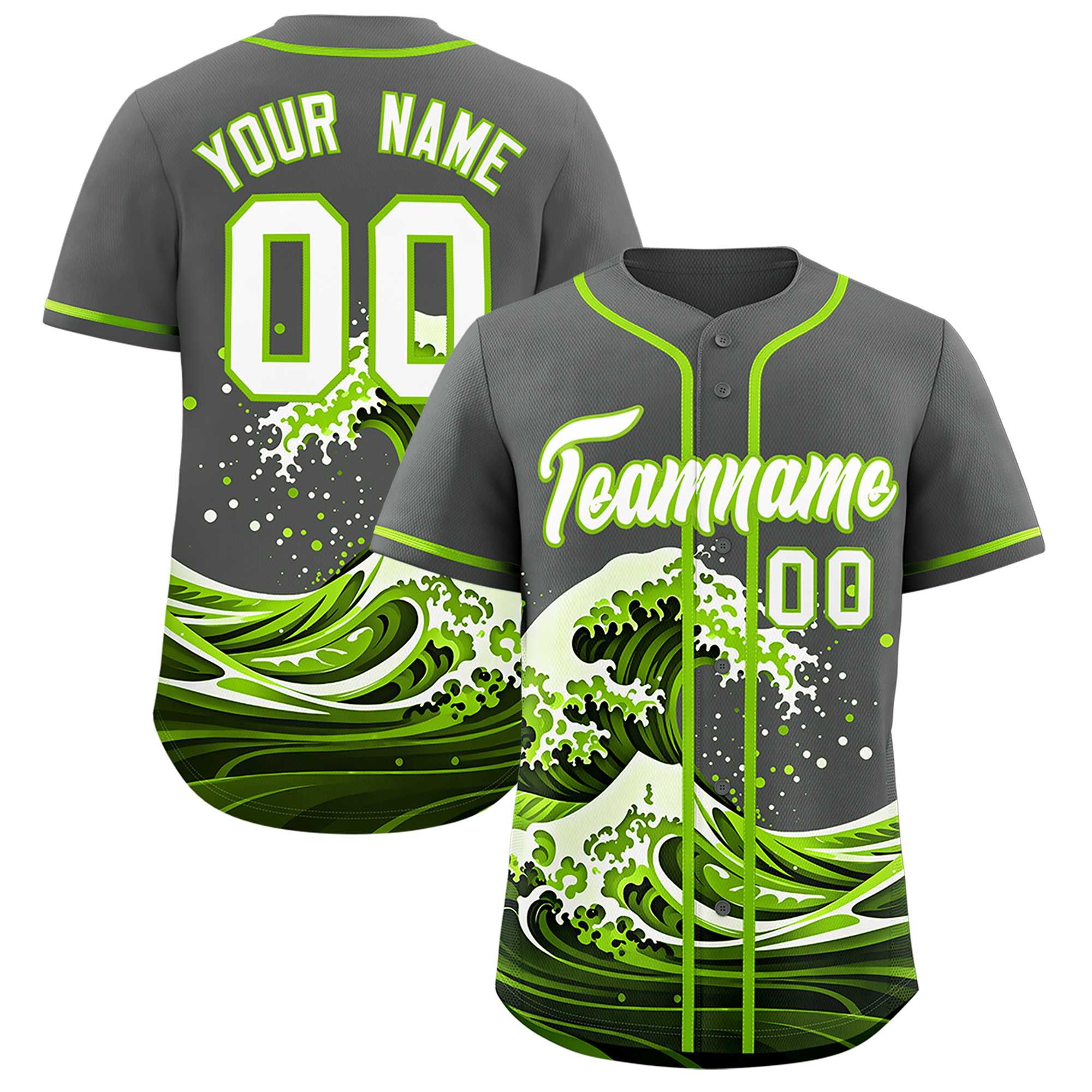 Custom Gray Wave Graffiti Pattern Authentic Baseball Jersey| KXKSHOP
