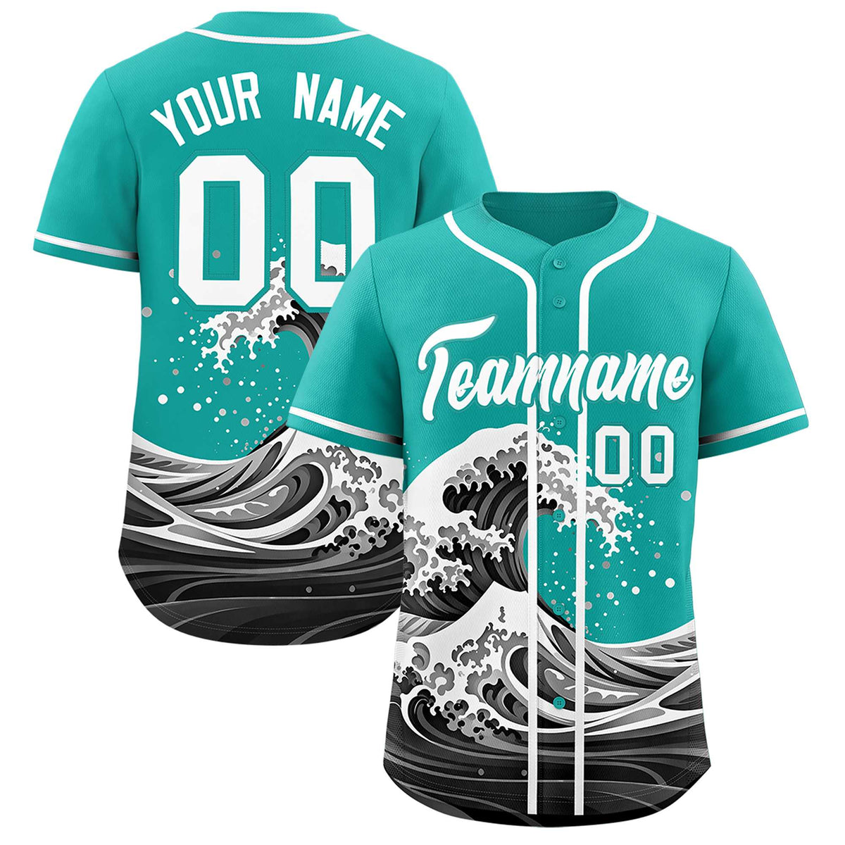 Custom Aqua Wave Graffiti Pattern Authentic Baseball Jersey| KXKSHOP