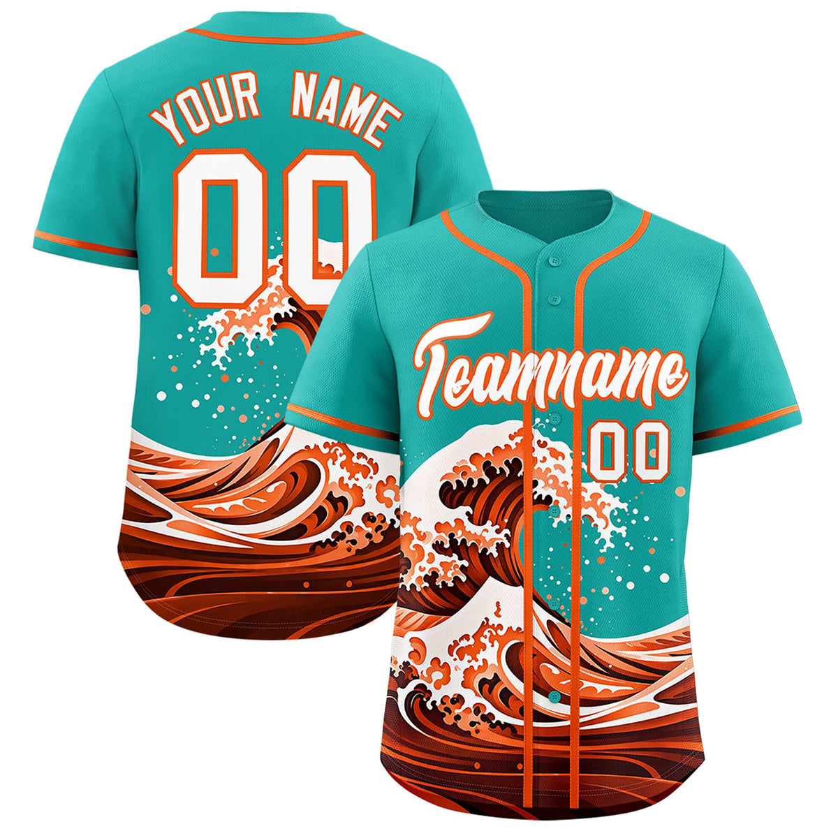 Custom Aqua Wave Graffiti Pattern Authentic Baseball Jersey| KXKSHOP