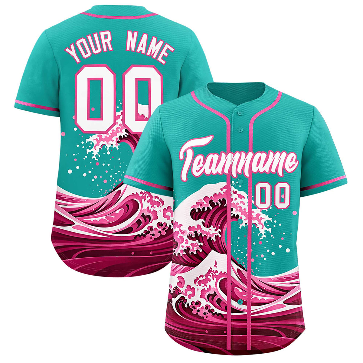 Custom Aqua Wave Graffiti Pattern Authentic Baseball Jersey| KXKSHOP