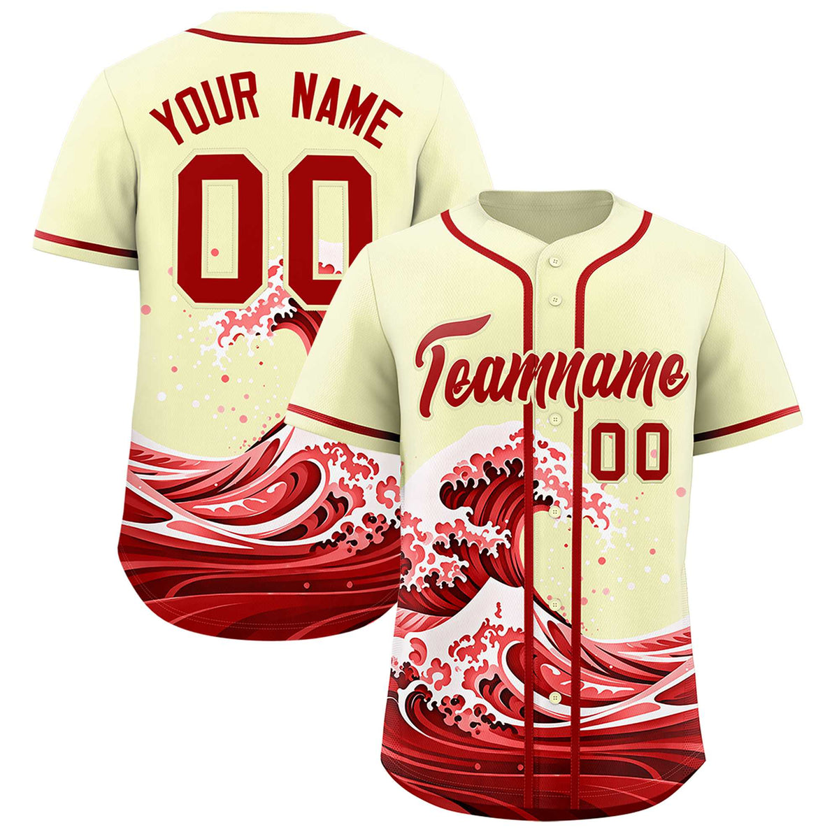 Custom Cream Wave Graffiti Pattern Authentic Baseball Jersey| KXKSHOP