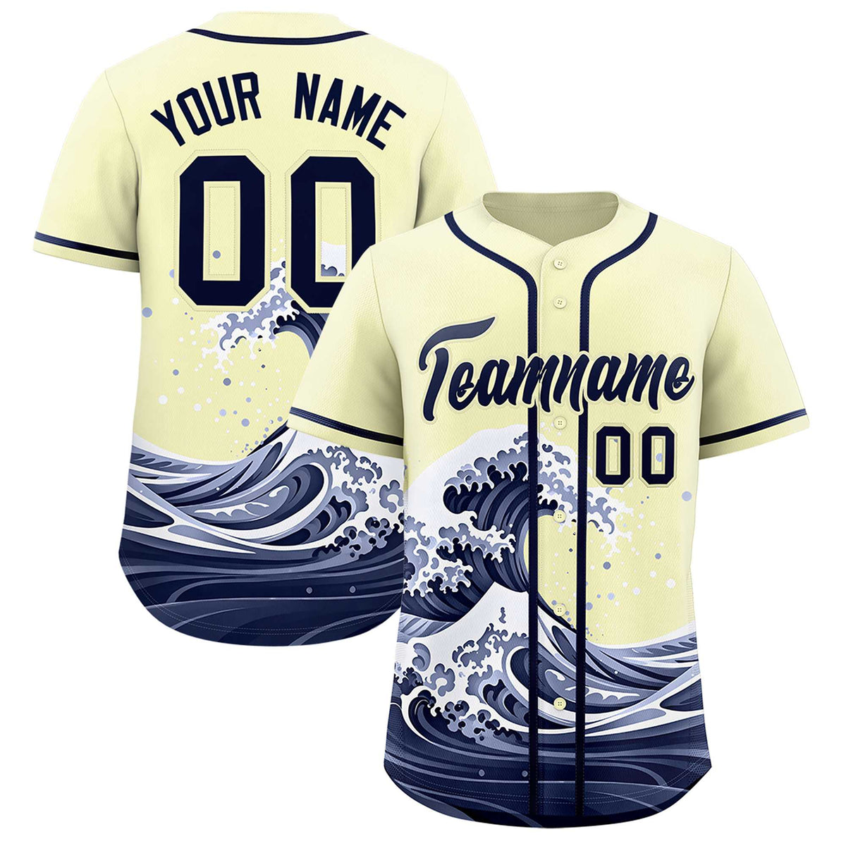 Custom Cream Wave Graffiti Pattern Authentic Baseball Jersey| KXKSHOP