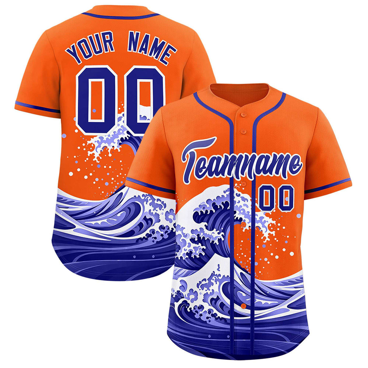 Custom Orange Wave Graffiti Pattern Authentic Baseball Jersey| KXKSHOP