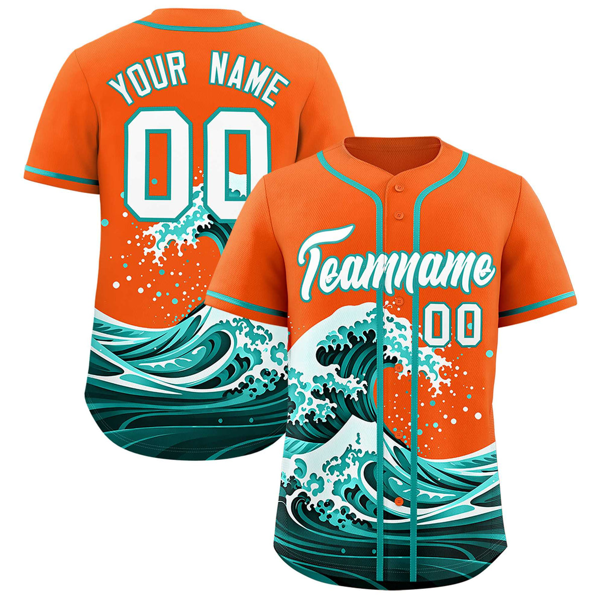 Custom Orange Wave Graffiti Pattern Authentic Baseball Jersey| KXKSHOP