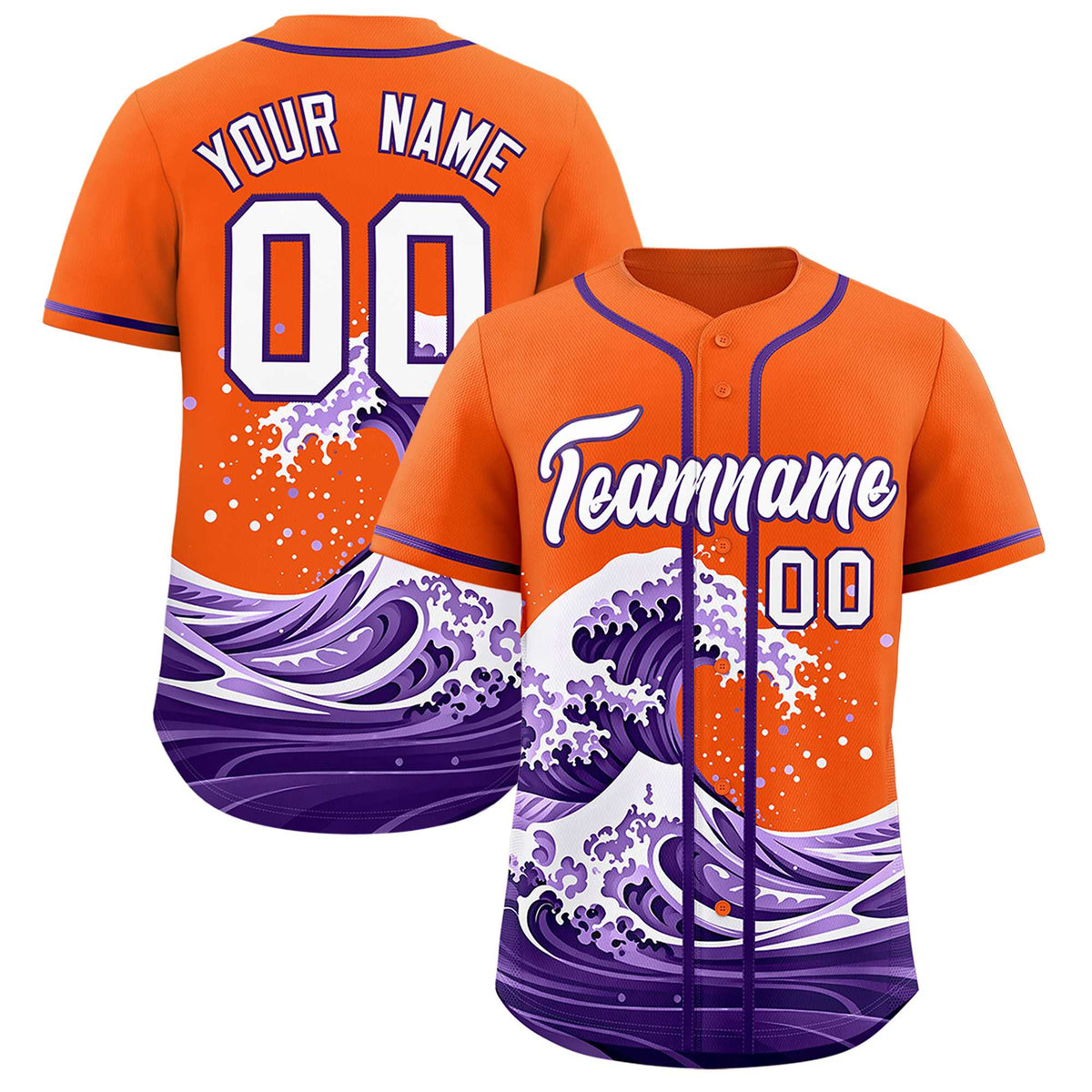 Custom Orange Wave Graffiti Pattern Authentic Baseball Jersey| KXKSHOP