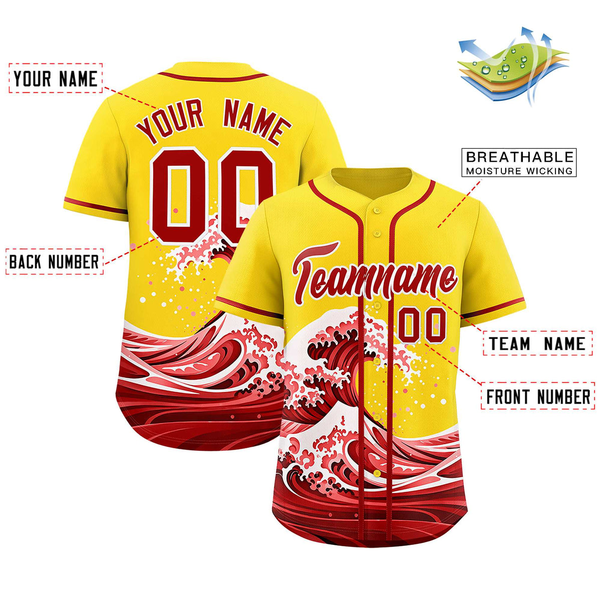 Custom Gold Wave Graffiti Pattern Authentic Baseball Jersey| KXKSHOP