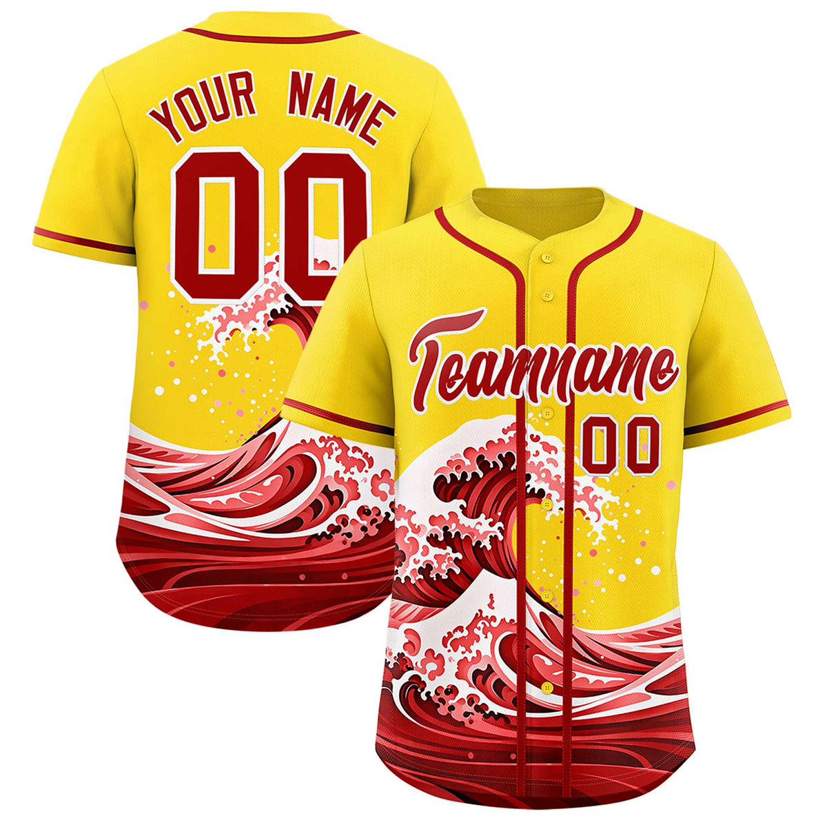 Custom Gold Wave Graffiti Pattern Authentic Baseball Jersey| KXKSHOP