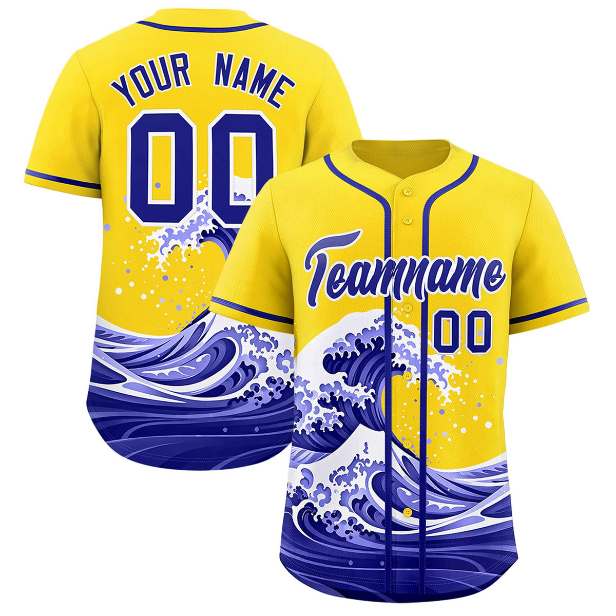 Custom Gold Wave Graffiti Pattern Authentic Baseball Jersey| KXKSHOP