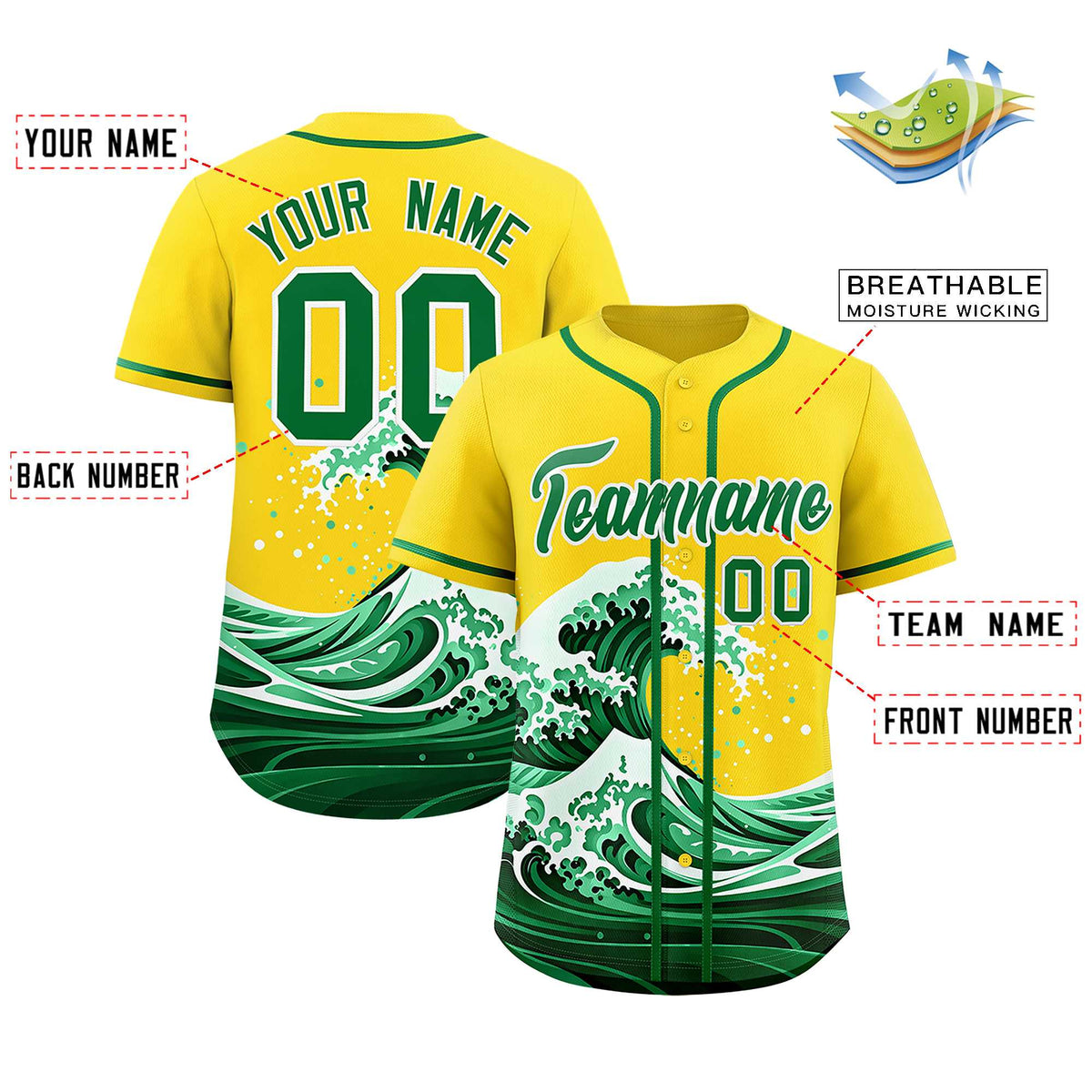 Custom Gold Wave Graffiti Pattern Authentic Baseball Jersey| KXKSHOP