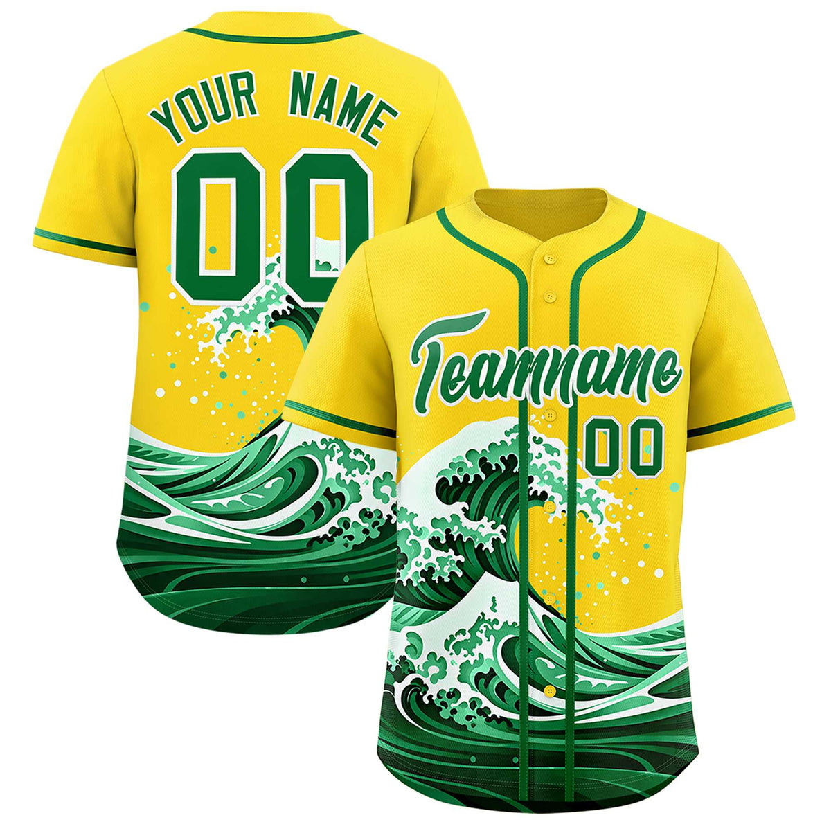 Custom Gold Wave Graffiti Pattern Authentic Baseball Jersey| KXKSHOP