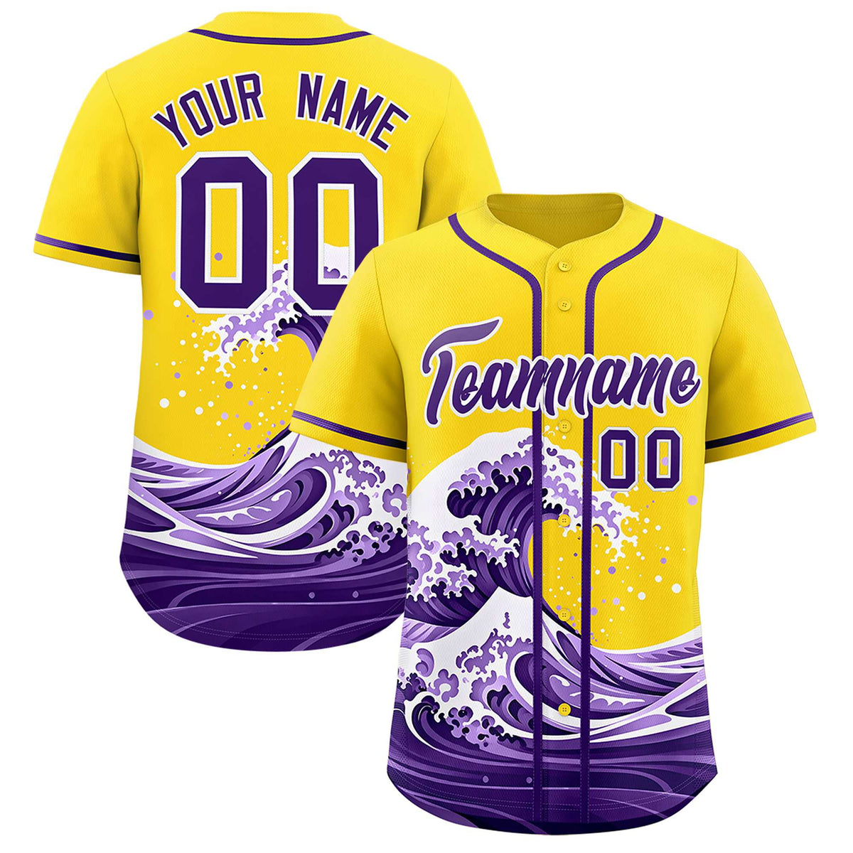 Custom Gold Wave Graffiti Pattern Authentic Baseball Jersey| KXKSHOP