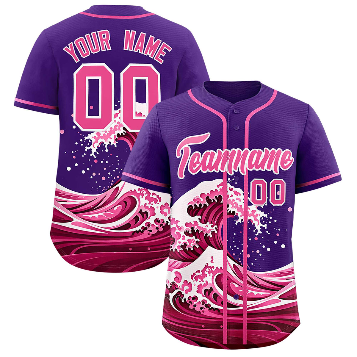 Custom Purple Wave Graffiti Pattern Authentic Baseball Jersey| KXKSHOP