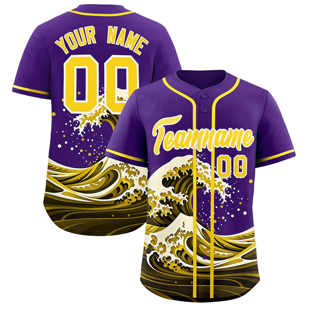 Custom Purple Wave Graffiti Pattern Authentic Baseball Jersey| KXKSHOP