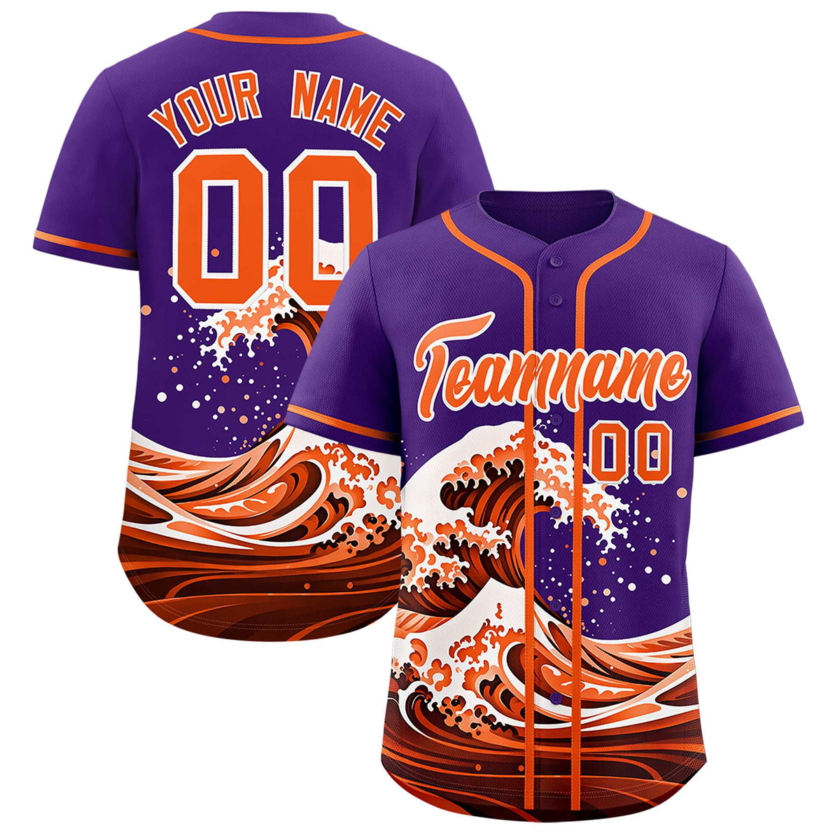 Custom Purple Wave Graffiti Pattern Authentic Baseball Jersey| KXKSHOP