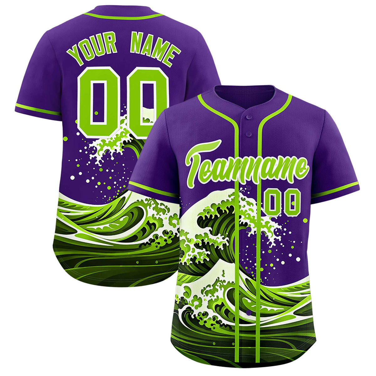 Custom Purple Wave Graffiti Pattern Authentic Baseball Jersey| KXKSHOP