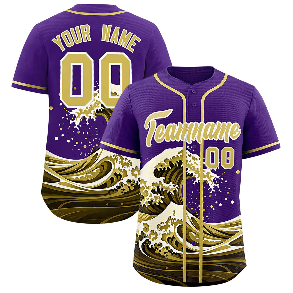 Custom Purple Wave Graffiti Pattern Authentic Baseball Jersey| KXKSHOP