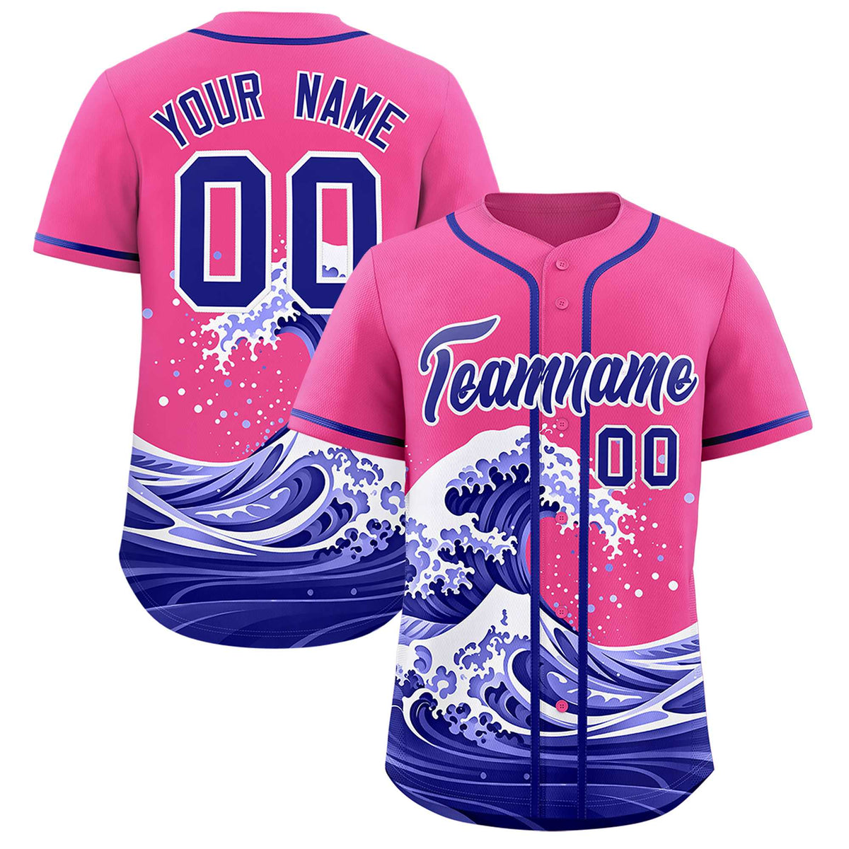 Custom Pink Wave Graffiti Pattern Authentic Baseball Jersey| KXKSHOP