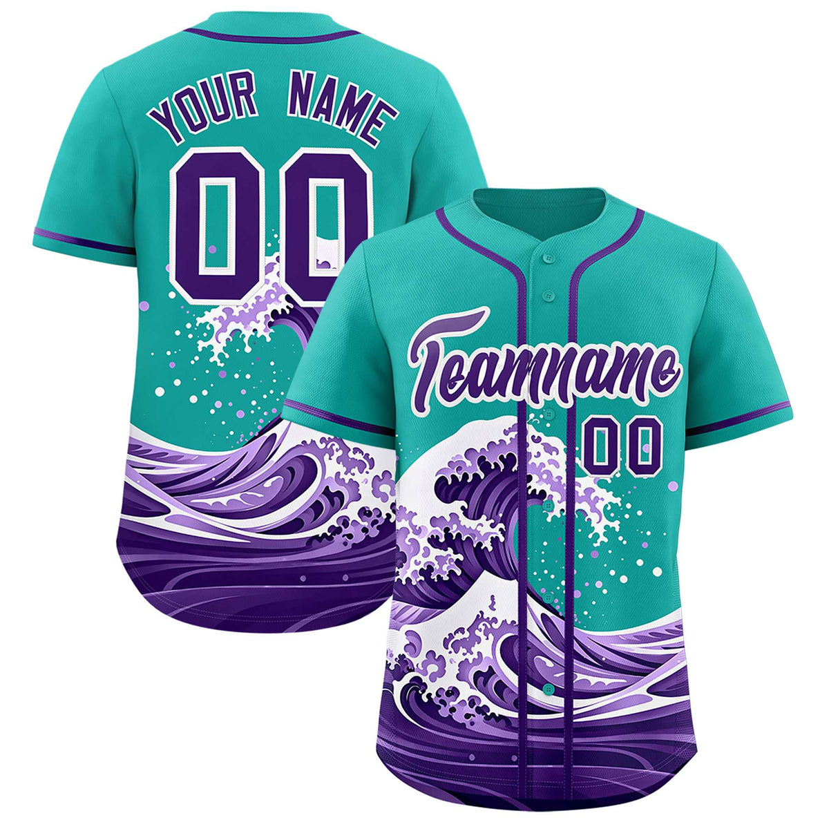 Custom Aqua Wave Graffiti Pattern Authentic Baseball Jersey| KXKSHOP