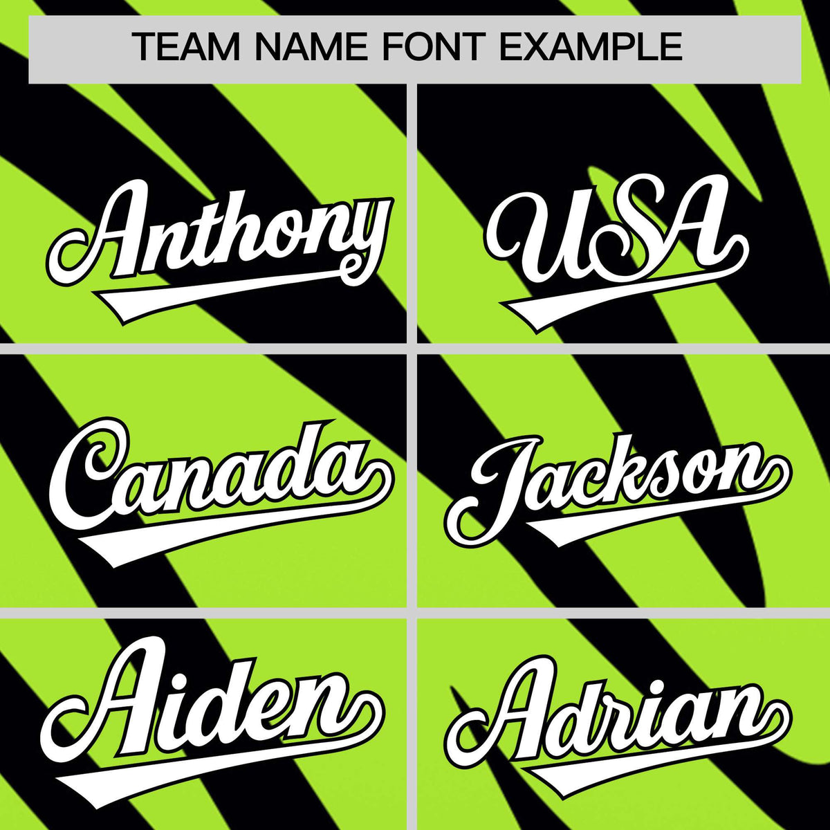Custom Neon Green Black Tiger Stripe Gradient Animal Print Personalized Team Shirt Baseball Jersey
