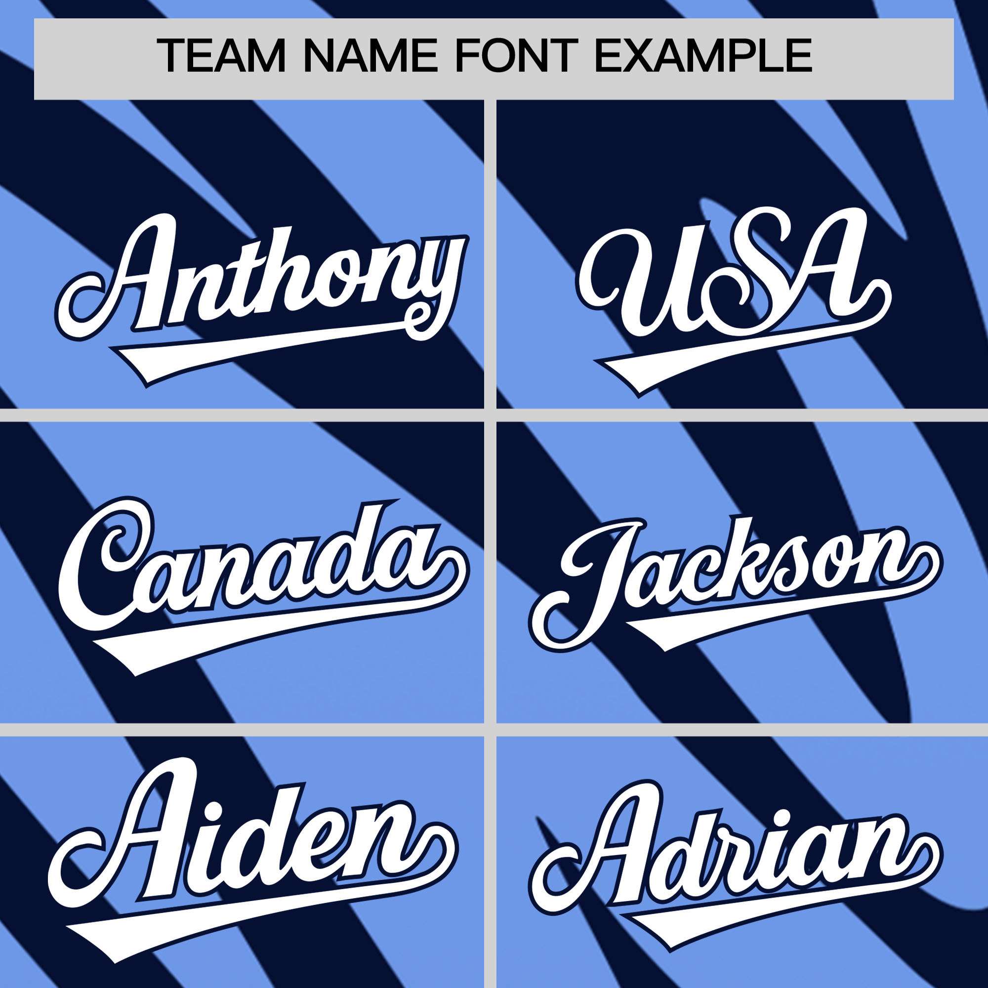 Custom Navy Light Blue Tiger Stripe Gradient Animal Print Personalized Team Shirt Baseball Jersey