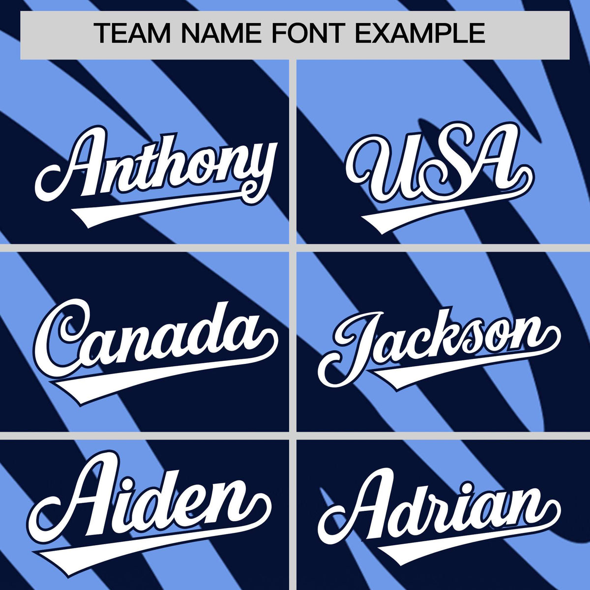 Custom Light Blue Navy Tiger Stripe Gradient Animal Print Personalized Team Shirt Baseball Jersey