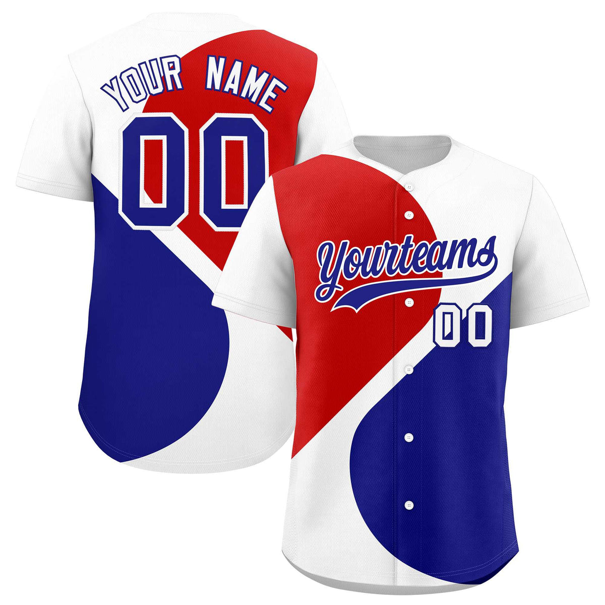 Custom White Red-Royal Color Block Personalized Half Heart Pattern Authentic Baseball Jersey| KXKSHOP