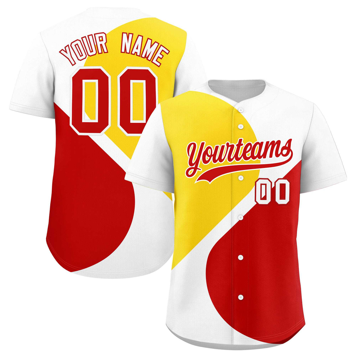 Custom White Gold-Red Color Block Personalized Half Heart Pattern Authentic Baseball Jersey| KXKSHOP