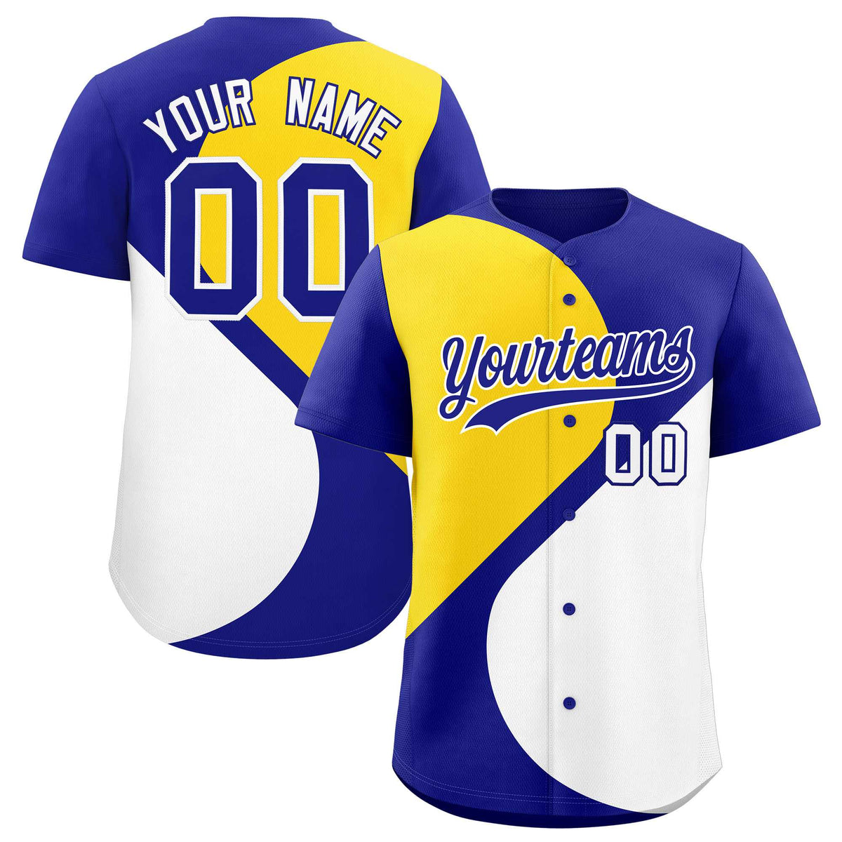 Custom Royal Gold-White Color Block Personalized Half Heart Pattern Authentic Baseball Jersey| KXKSHOP