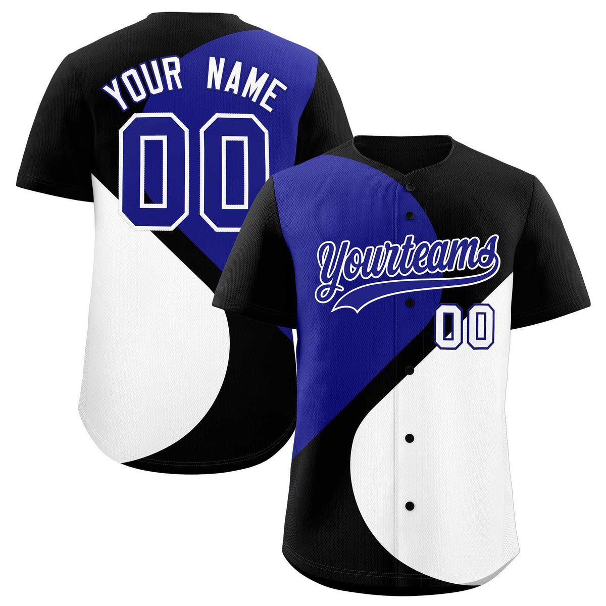 Custom Black Royal-White Color Block Personalized Half Heart Pattern Authentic Baseball Jersey| KXKSHOP