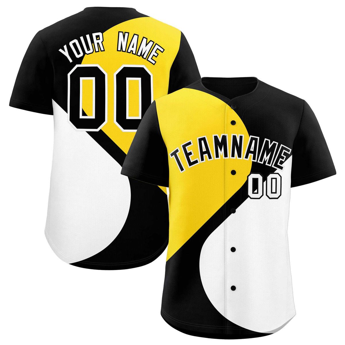 Custom Black Gold-White Color Block Personalized Half Heart Pattern Authentic Baseball Jersey| KXKSHOP