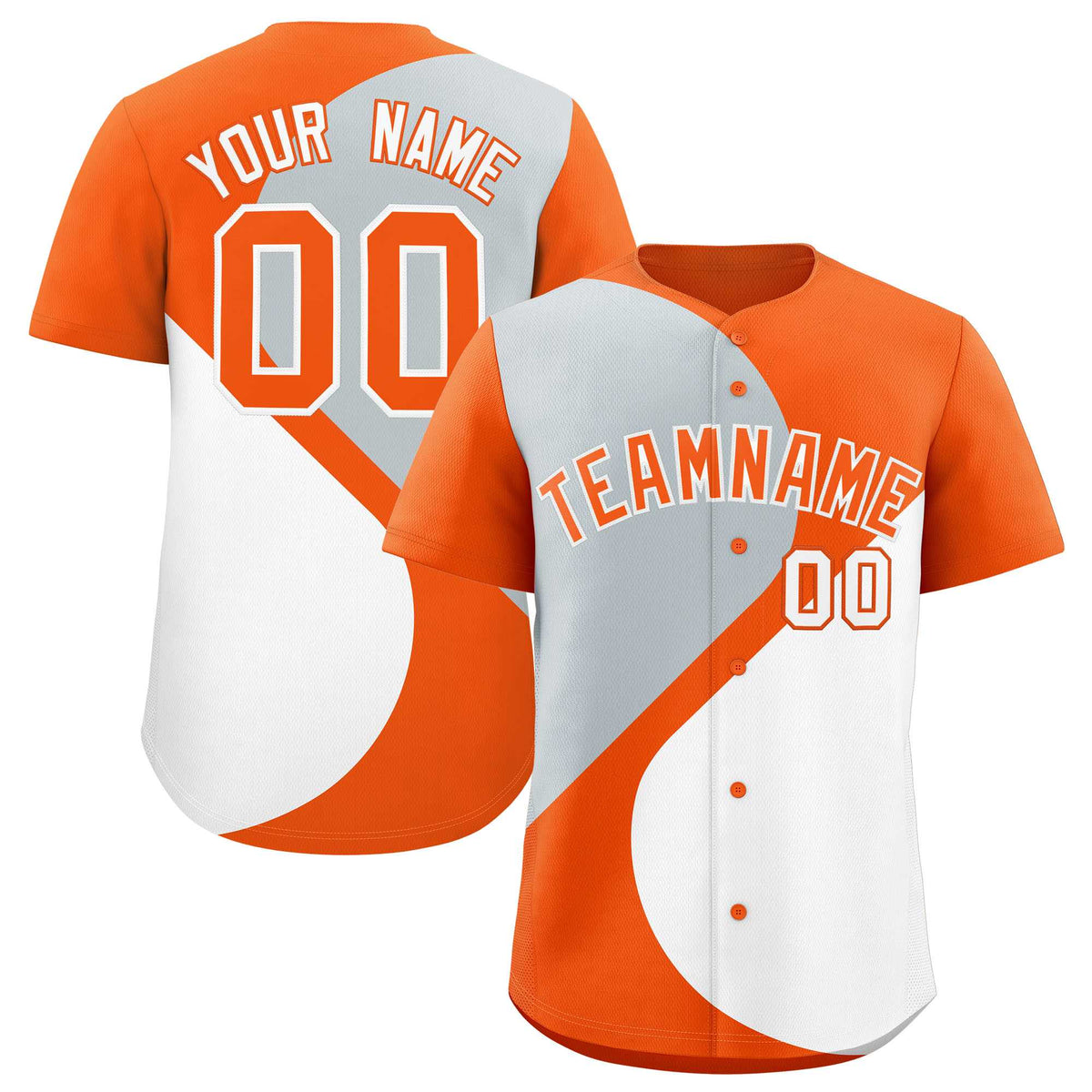 Custom Orange Silver-White Color Block Personalized Half Heart Pattern Authentic Baseball Jersey| KXKSHOP