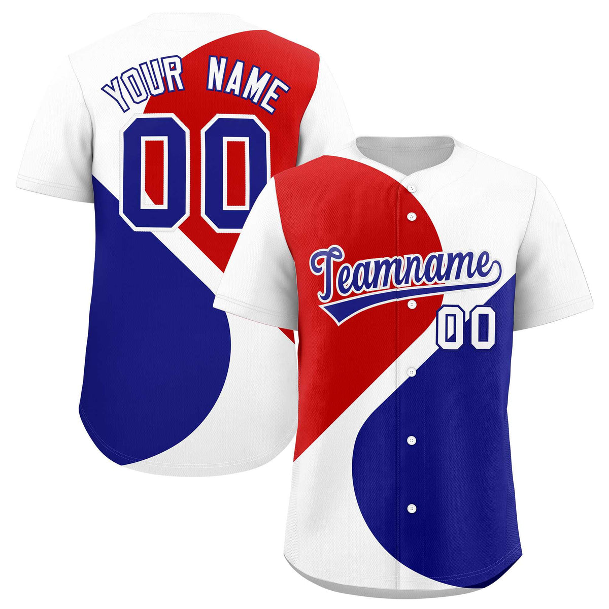 Custom White Red-Royal Color Block Personalized Half Heart Pattern Authentic Baseball Jersey| KXKSHOP