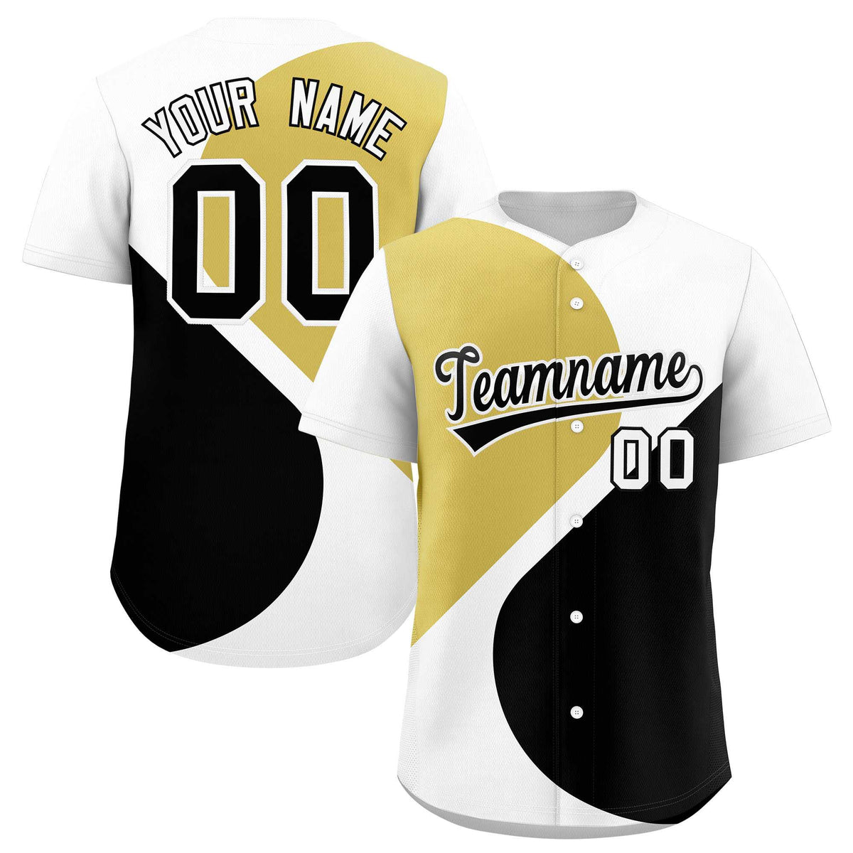 Custom White Old Gold-Black Color Block Personalized Half Heart Pattern Authentic Baseball Jersey| KXKSHOP
