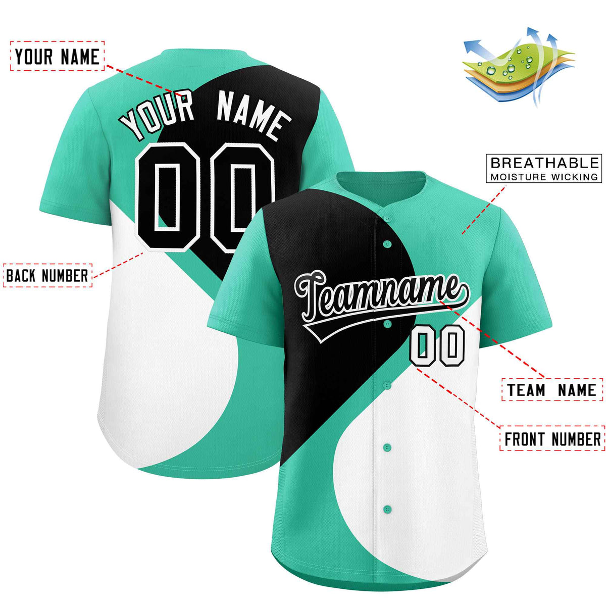 Custom Bright Green Black-White Color Block Personalized Half Heart Pattern Authentic Baseball Jersey| KXKSHOP