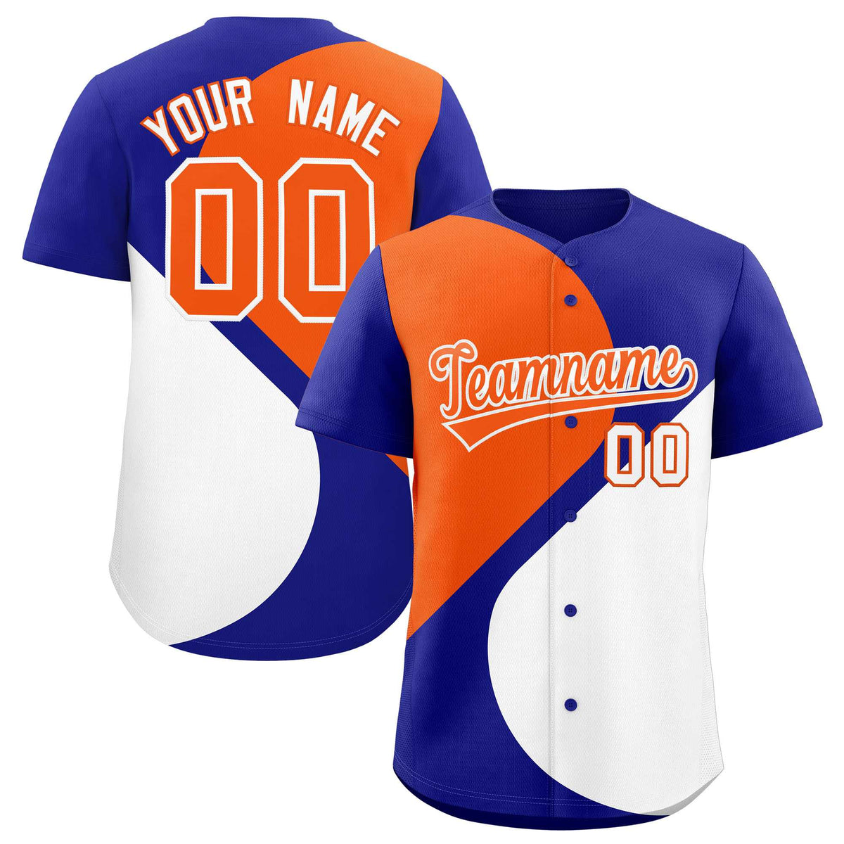 Custom Royal Orange-White Color Block Personalized Half Heart Pattern Authentic Baseball Jersey| KXKSHOP