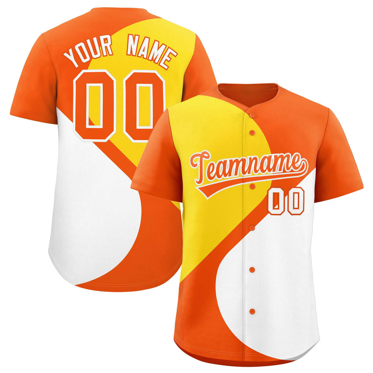 Custom Orange Gold-White Color Block Personalized Half Heart Pattern Authentic Baseball Jersey| KXKSHOP
