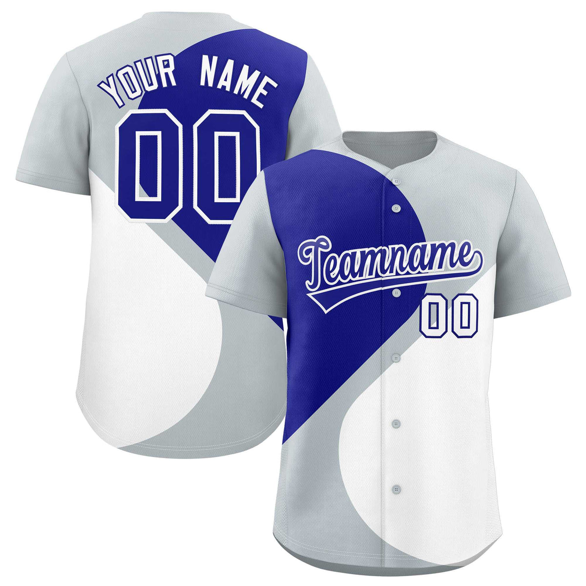 Custom Silver Royal-White Color Block Personalized Half Heart Pattern Authentic Baseball Jersey| KXKSHOP