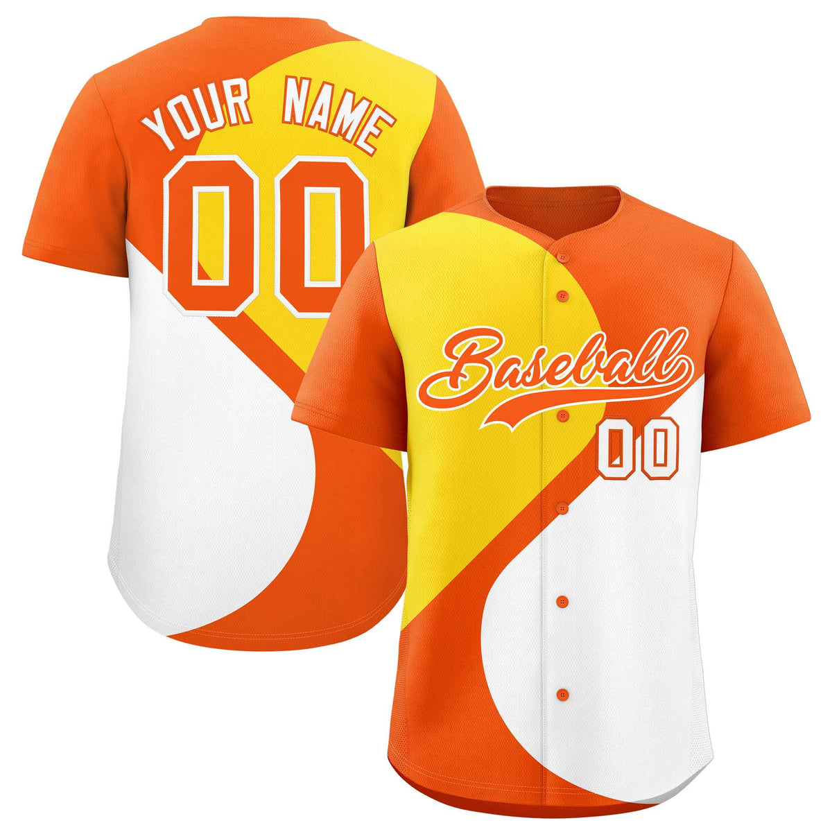 Custom Orange Gold-White Color Block Personalized Half Heart Pattern Authentic Baseball Jersey| KXKSHOP