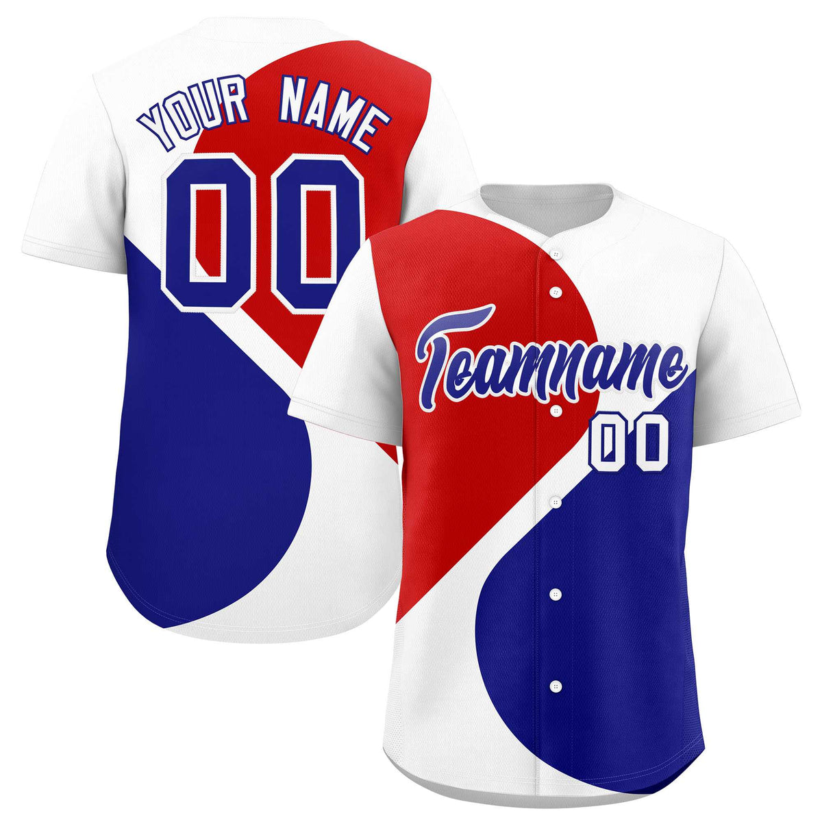 Custom White Red-Royal Color Block Personalized Half Heart Pattern Authentic Baseball Jersey| KXKSHOP