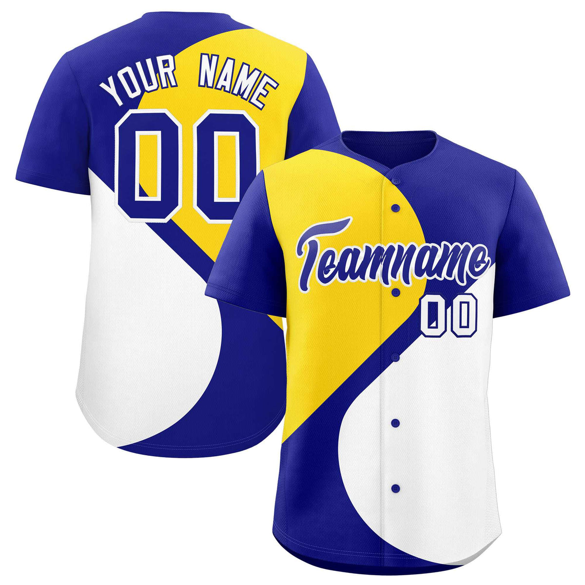 Custom Royal Gold-White Color Block Personalized Half Heart Pattern Authentic Baseball Jersey| KXKSHOP