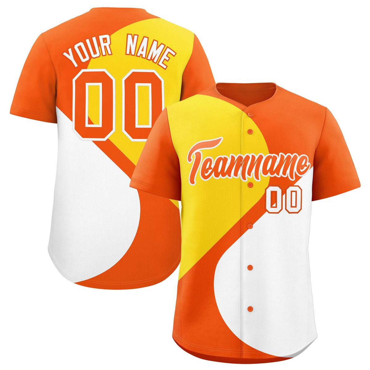 Custom Orange Gold-White Color Block Personalized Half Heart Pattern Authentic Baseball Jersey| KXKSHOP