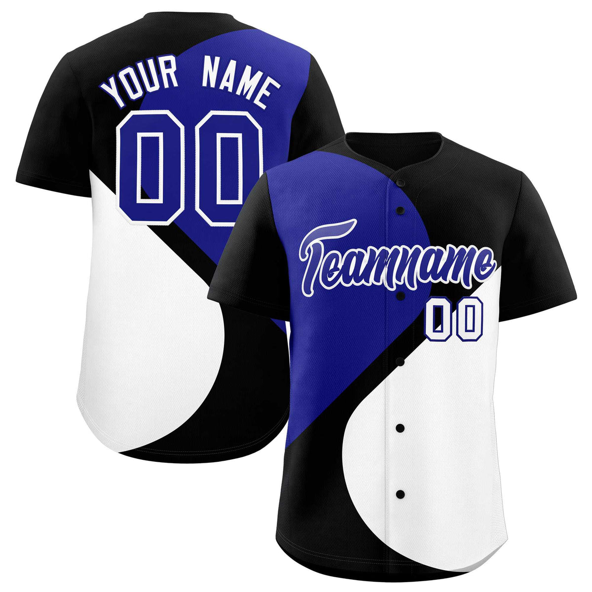 Custom Black Royal-White Color Block Personalized Half Heart Pattern Authentic Baseball Jersey| KXKSHOP
