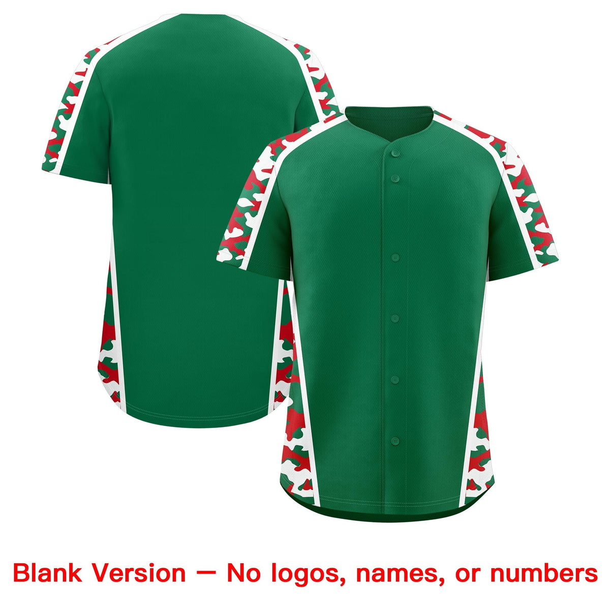 Custom Kelly Green Red Side Camo Style Personalization Baseball Jersey| KXKSHOP
