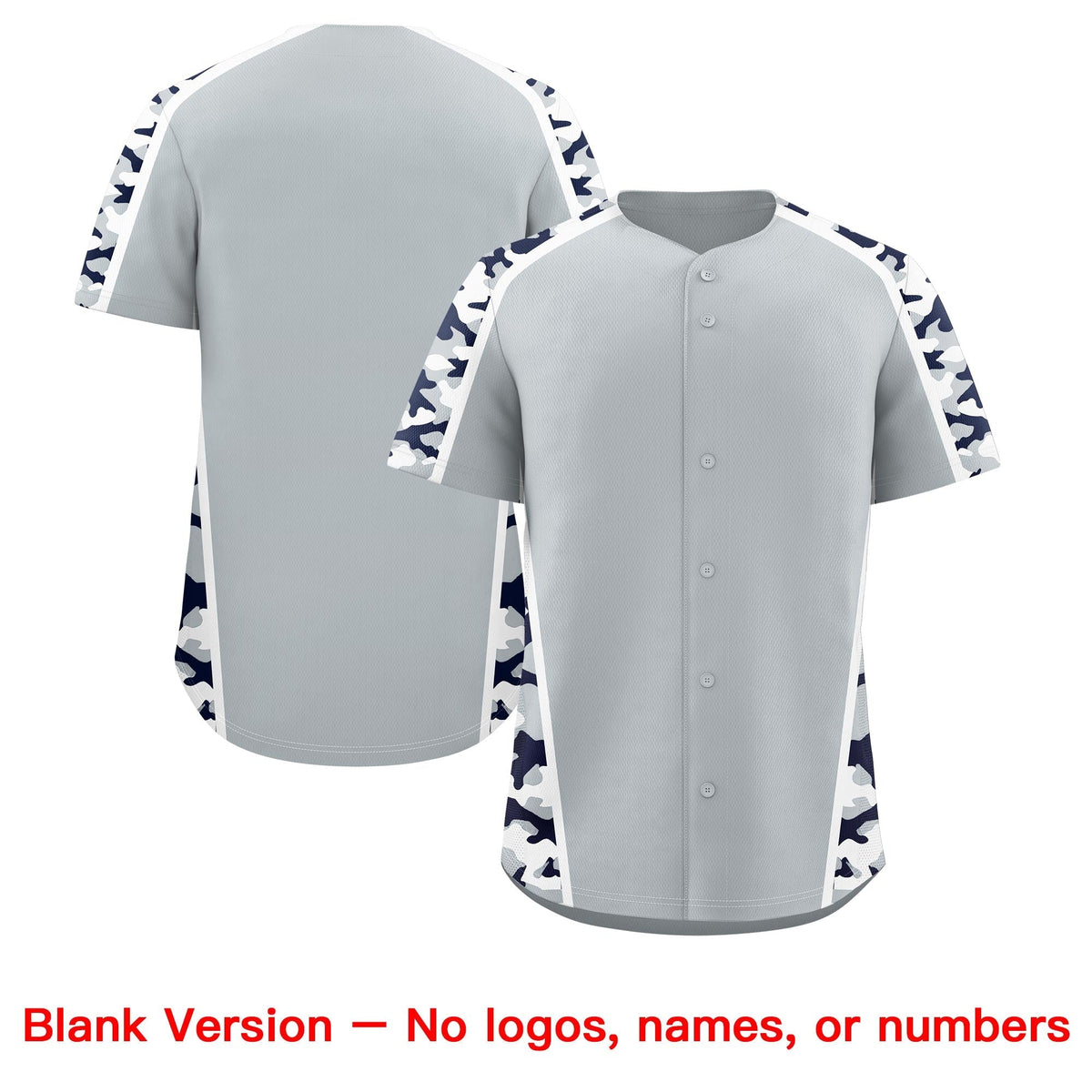 Custom Silver Navy Side Camo Style Personalization Baseball Jersey| KXKSHOP