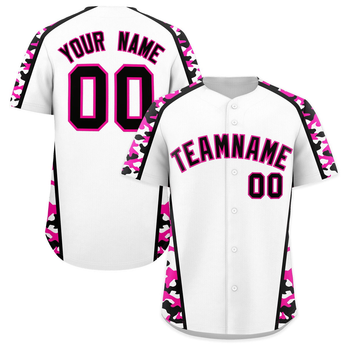 Custom White Rose Red Side Camo Style Personalization Baseball Jersey| KXKSHOP