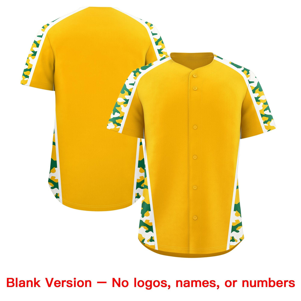 Custom Yellow Kelly Green Side Camo Style Personalization Baseball Jersey| KXKSHOP