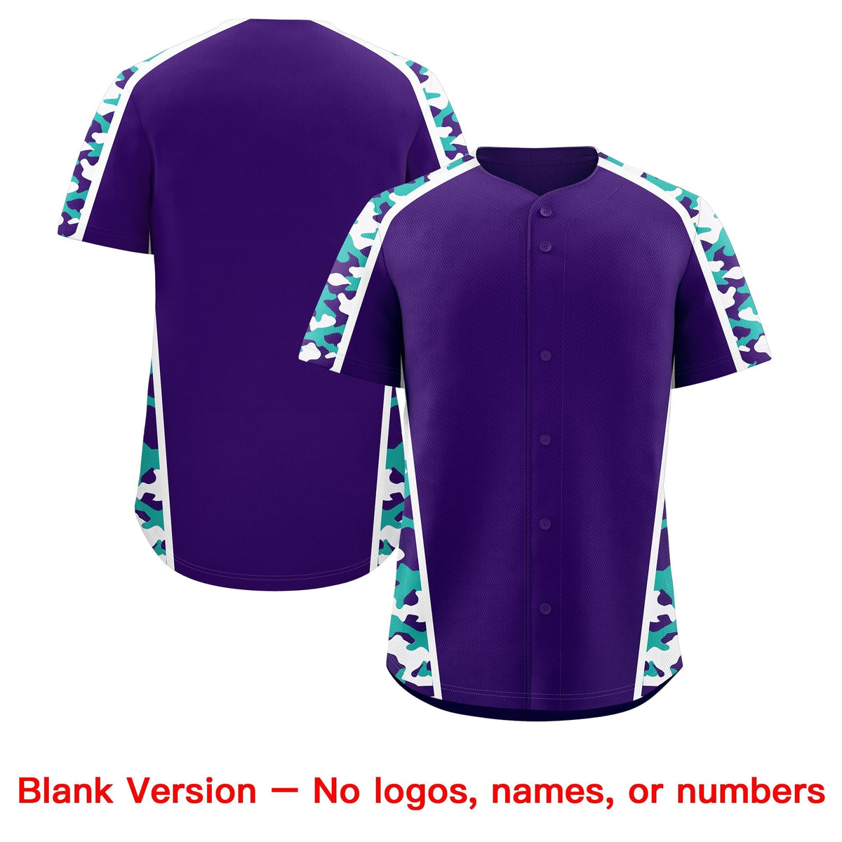 Custom Purple Aqua Side Camo Style Personalization Baseball Jersey| KXKSHOP