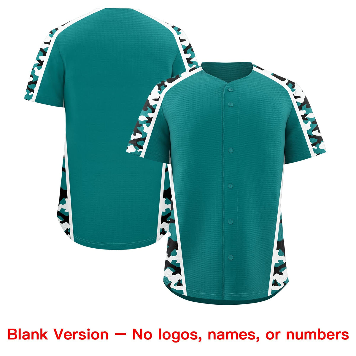 Custom Teal Black White Side Camo Style Personalization Baseball Jersey| KXKSHOP